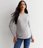 New Look Maternity 2 Pack Black and Grey Crew Neck Long Sleeve Tops